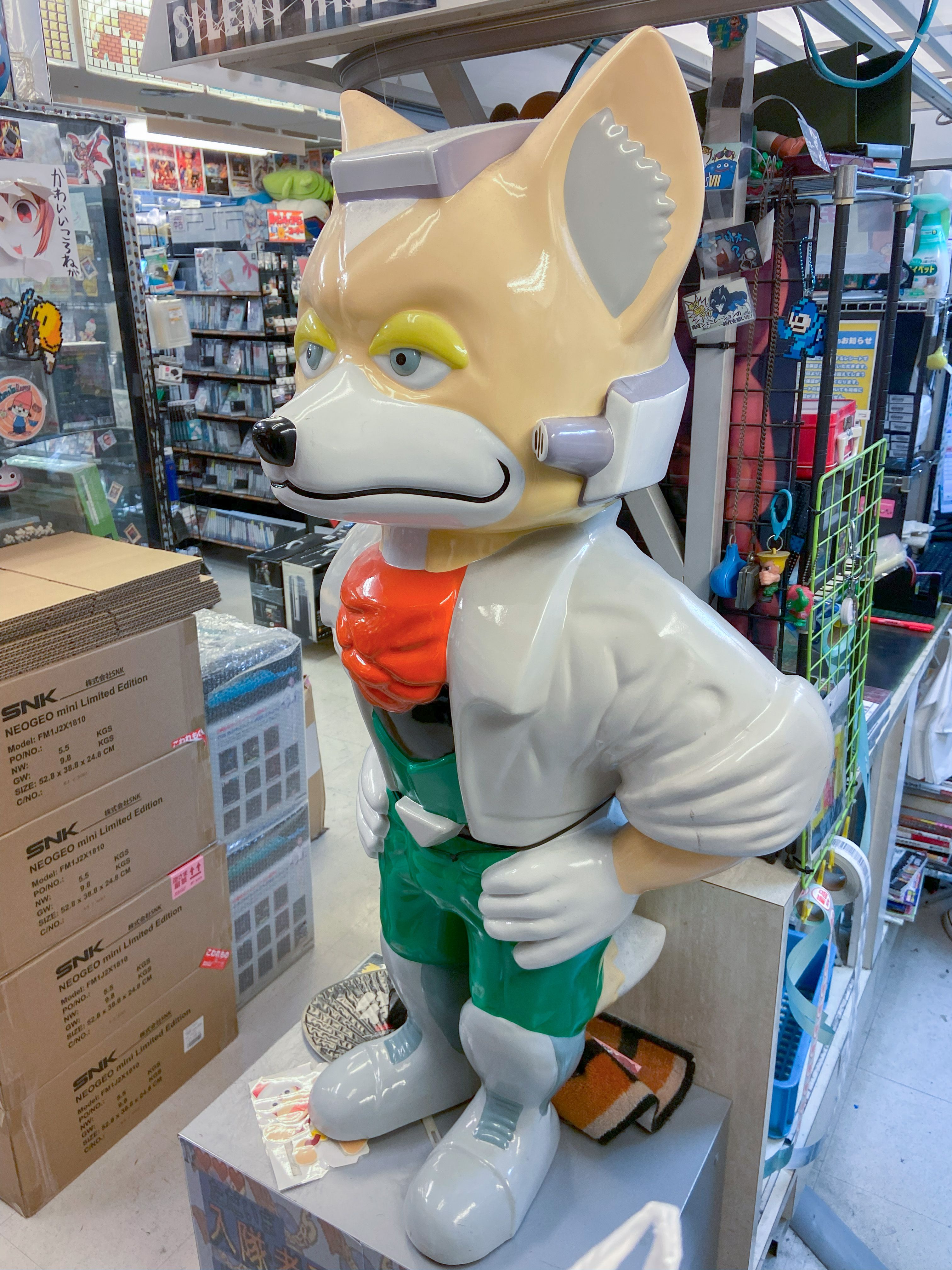 A statue of Fox McCloud from Star Fox 64