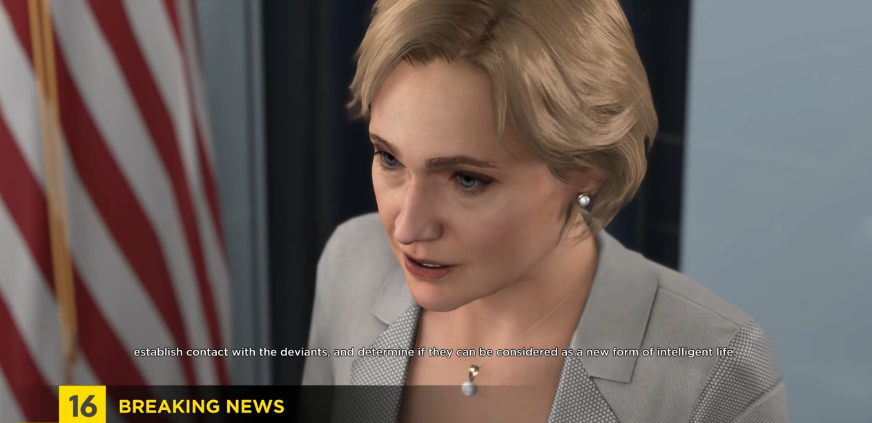 The US President considers the possibility of androids being a new form of intelligent life, in Detroit: Become Human